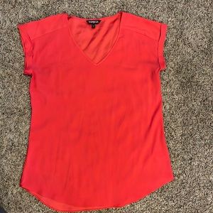 V neck blouse, beautiful coral color.